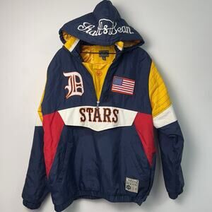 Vintage Y2K MLB Detroit Tigers Stars Navy Insulated Jacket SzXL Stall and Dean